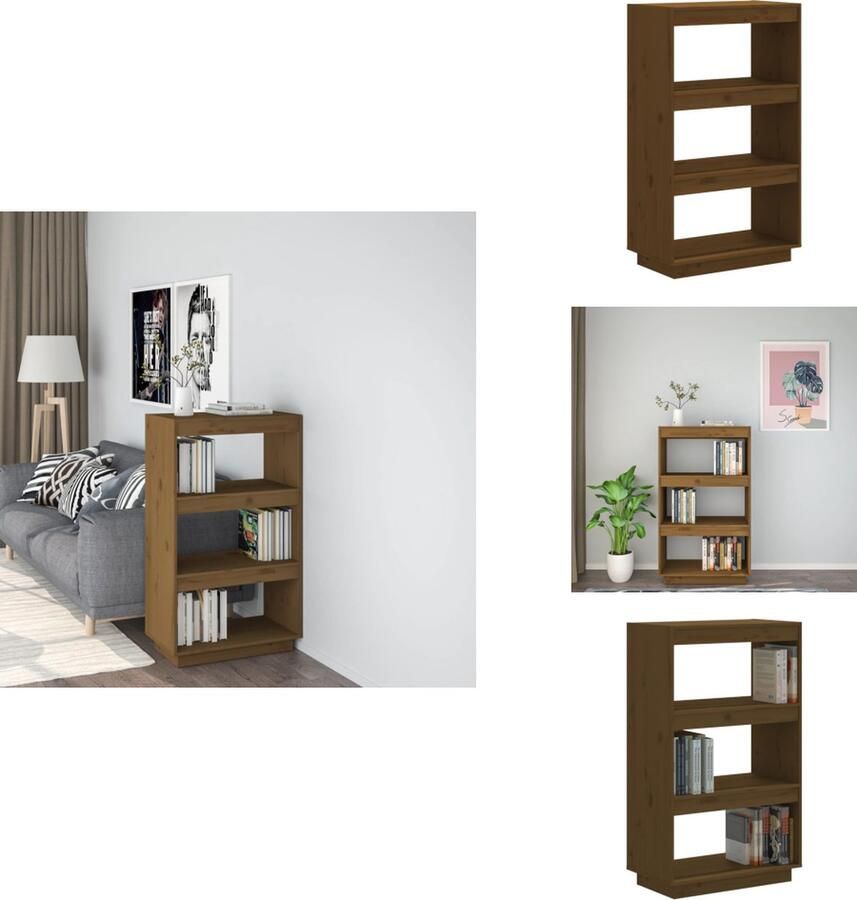 VidaXL Boekenkast Boekenkasten Boekenrek Boekenschap Boekenkast kamerscherm 60x35x103 cm grenenhout honingbruin