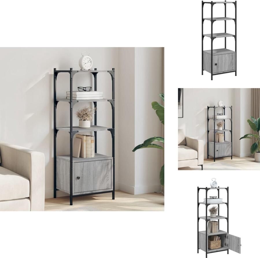 VidaXL Boekenkast Boekenkasten Boekenrek Opbergkast Boekenkast 3-laags 41x30x109 5 cm bewerkt hout grijs sonoma