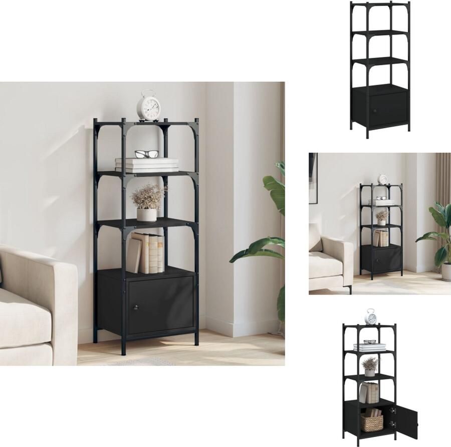 VidaXL Boekenkast Boekenkasten Boekenrek Opbergkast Boekenkast 3-laags 41x30x109 5 cm bewerkt hout zwart