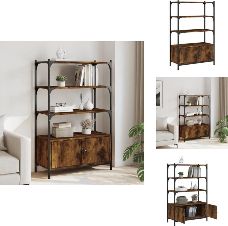 VidaXL Boekenkast Boekenkasten Boekenrek Opbergkast Boekenkast 3-laags 70x30x109 5 cm bewerkt hout gerookt eiken