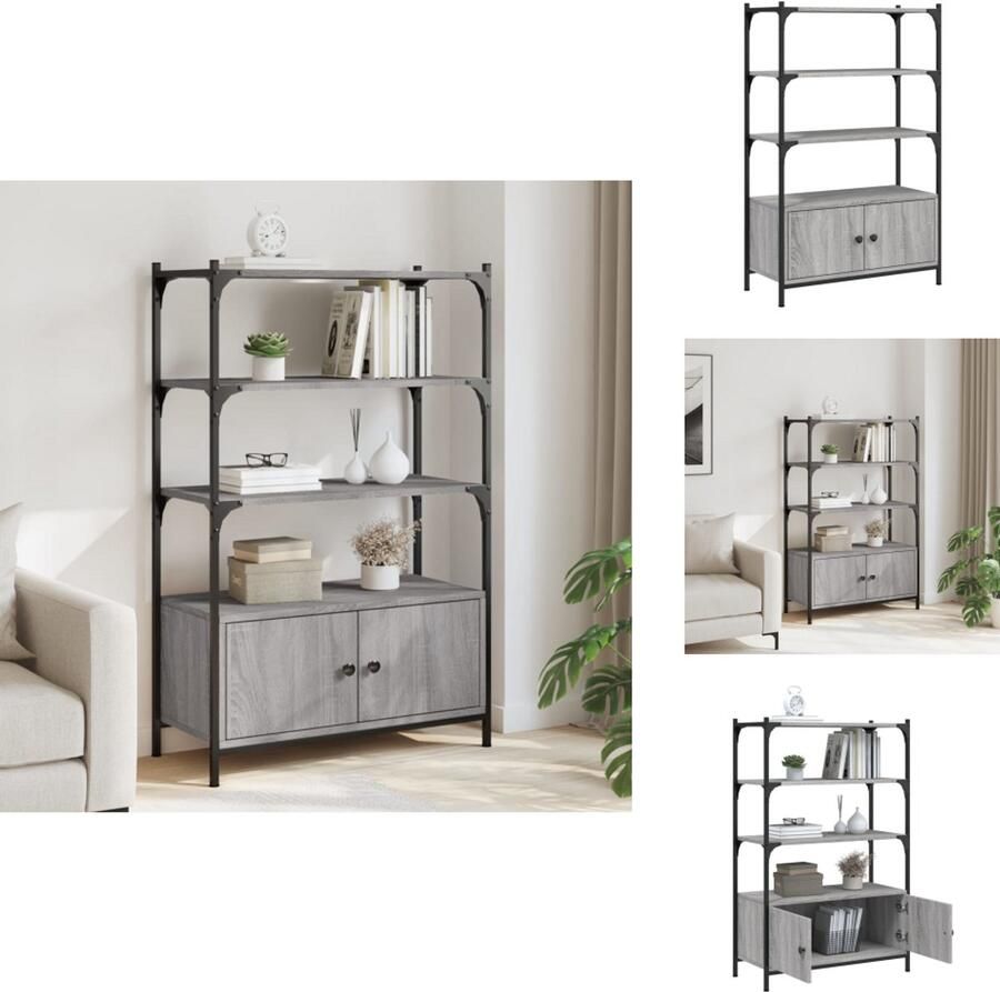 VidaXL Boekenkast Boekenkasten Boekenrek Opbergkast Boekenkast 3-laags 70x30x109 5 cm bewerkt hout grijs sonoma