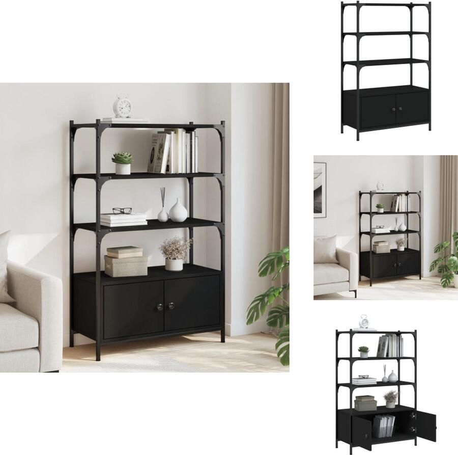 VidaXL Boekenkast Boekenkasten Boekenrek Opbergkast Boekenkast 3-laags 70x30x109 5 cm bewerkt hout zwart