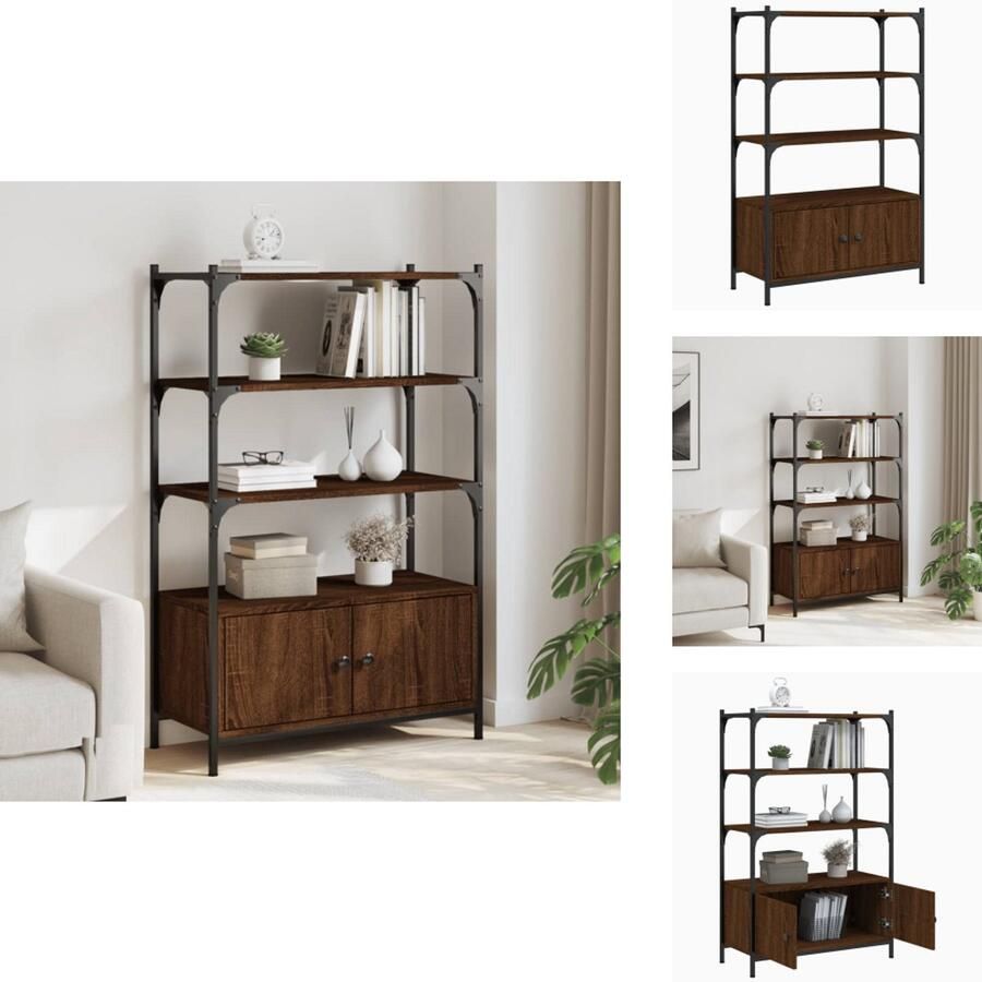 VidaXL Boekenkast Boekenkasten Boekenrek Opbergkast Boekenkast 3-laags 70x30x109 5 cm bewerkt hout bruineikenkleur