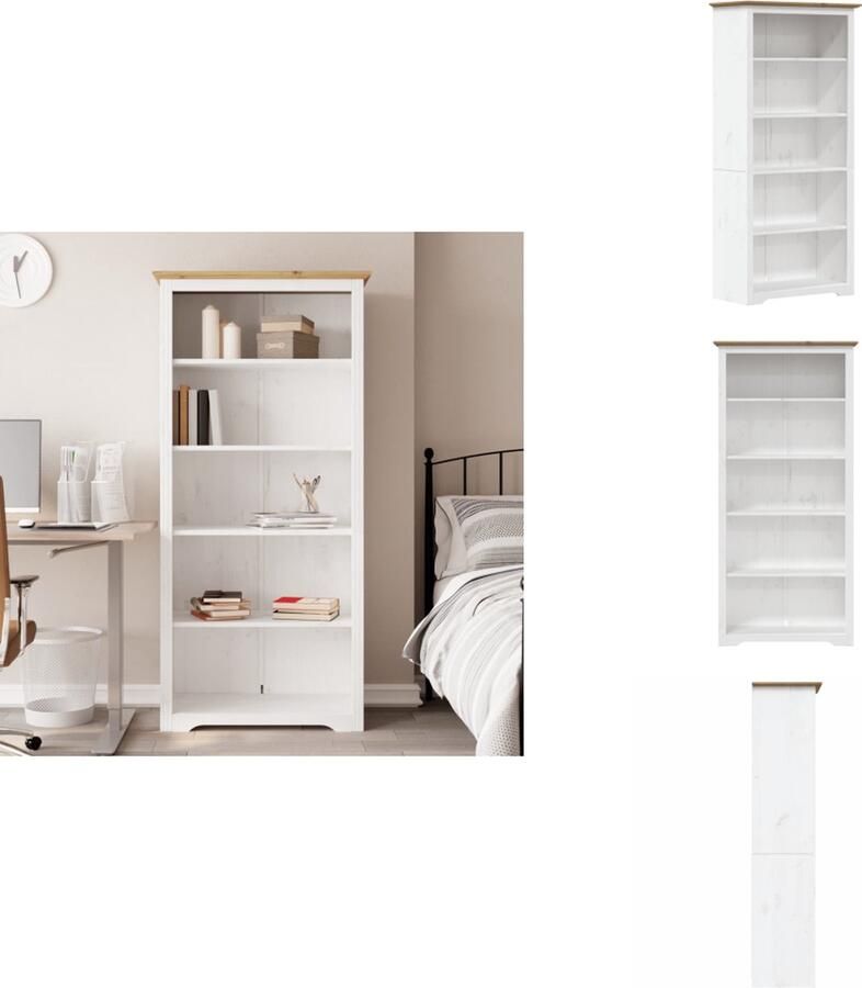 VidaXL Boekenkast Boekenkasten Boekenrek Opbergrek Boekenkast 5-laags BODO 82x40x173 cm massief grenenhout bruin