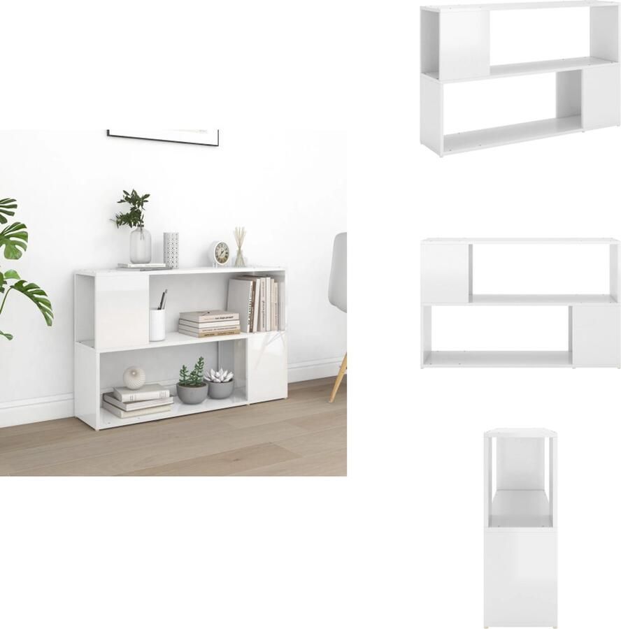 VidaXL Boekenkast Boekenkasten Boekenschap Boekenschappen Boekenkast 100x24x63 cm bewerkt hout hoogglans wit