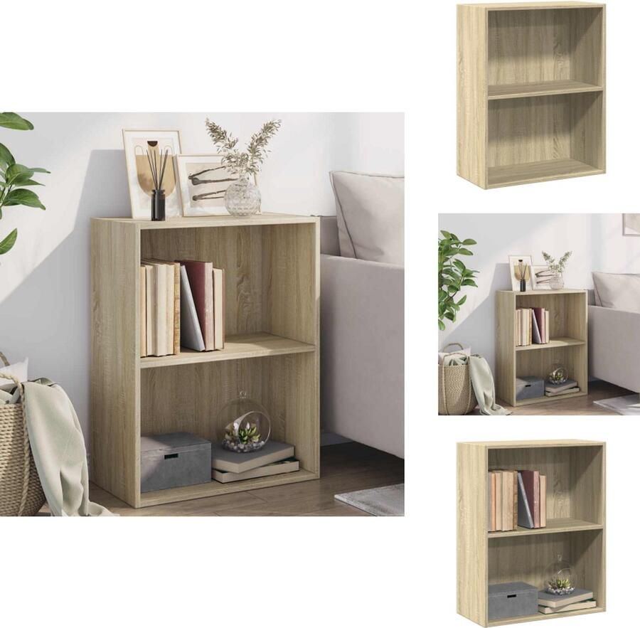 VidaXL Boekenkast Boekenkasten Boekenschap Boekenschappen Boekenkast 2 schappen 60x30x76 5 cm bewerkt hout sonoma eiken