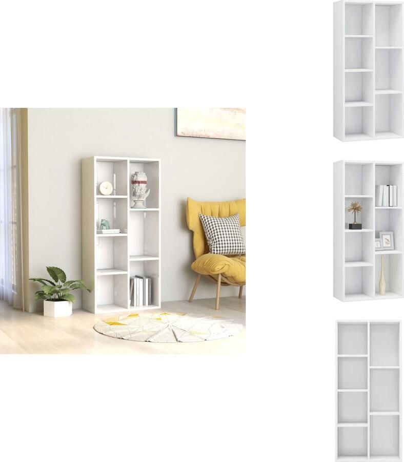 VidaXL Boekenkast Boekenkasten Boekenschap Boekenschappen Boekenkast 50x25x106 cm bewerkt hout hoogglans wit