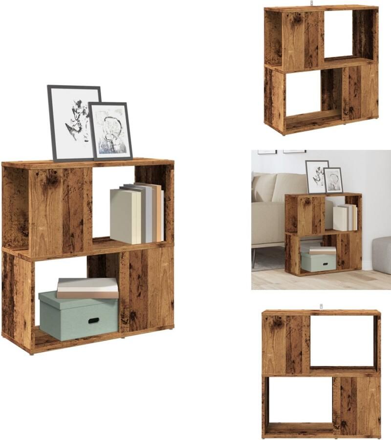 VidaXL Boekenkast Boekenkasten Boekenschap Boekenschappen Boekenkast 60x24x63 cm bewerkt hout oud houtkleurig