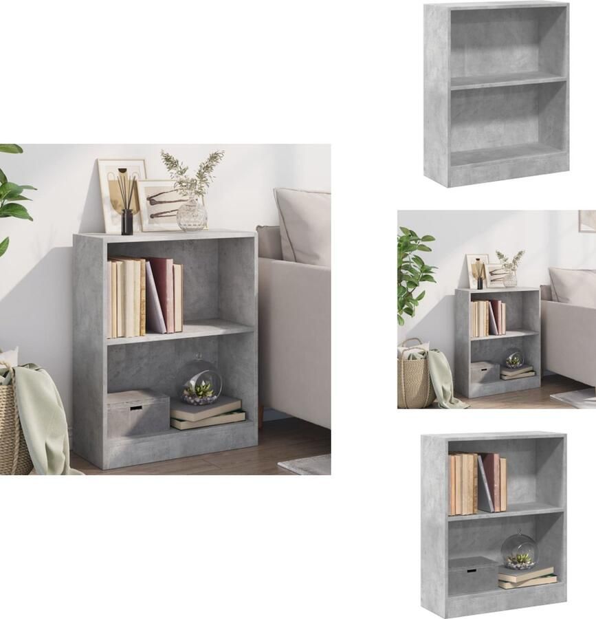 VidaXL Boekenkast Boekenkasten Boekenschap Boekenschappen Boekenkast 60x24x74-5 cm bewerkt hout betongrijs - Foto 2