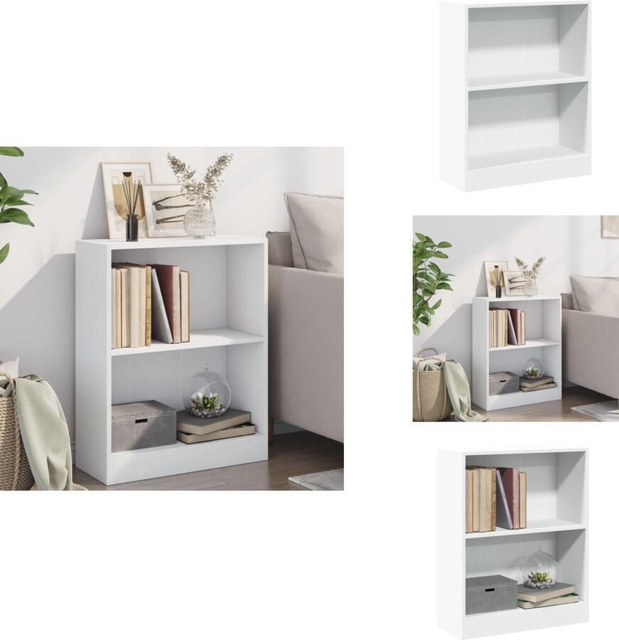VidaXL Boekenkast Boekenkasten Boekenschap Boekenschappen Boekenkast 60x24x74-5 cm bewerkt hout wit - Foto 2