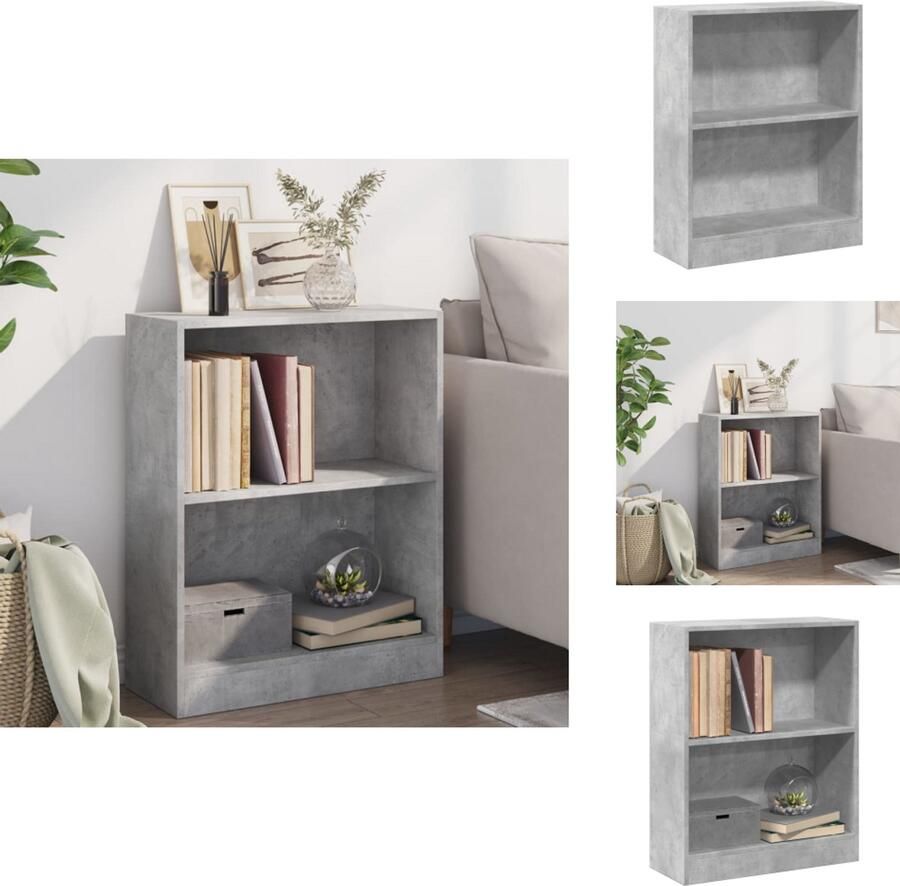 VidaXL Boekenkast Boekenkasten Boekenschap Boekenschappen Boekenkast 60x24x74-5 cm bewerkt hout betongrijs