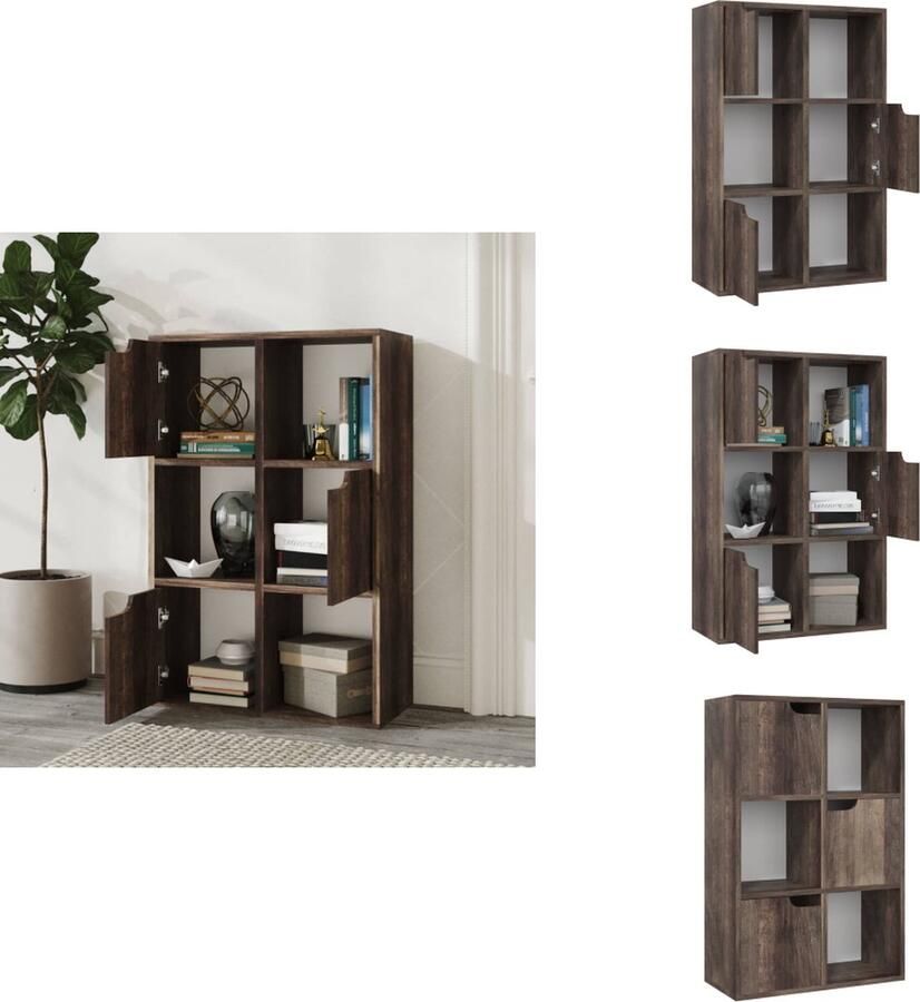 VidaXL Boekenkast Boekenkasten Boekenschap Boekenschappen Boekenkast 60x27 5x88 cm bewerkt hout gerookt eikenkleur - Foto 2