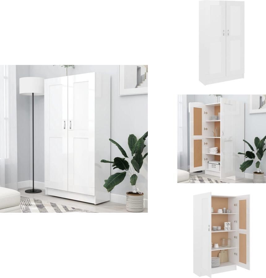 VidaXL Boekenkast Boekenkasten Boekenschap Boekenschappen Boekenkast 82 5x30 5x150 cm bewerkt hout hoogglans wit