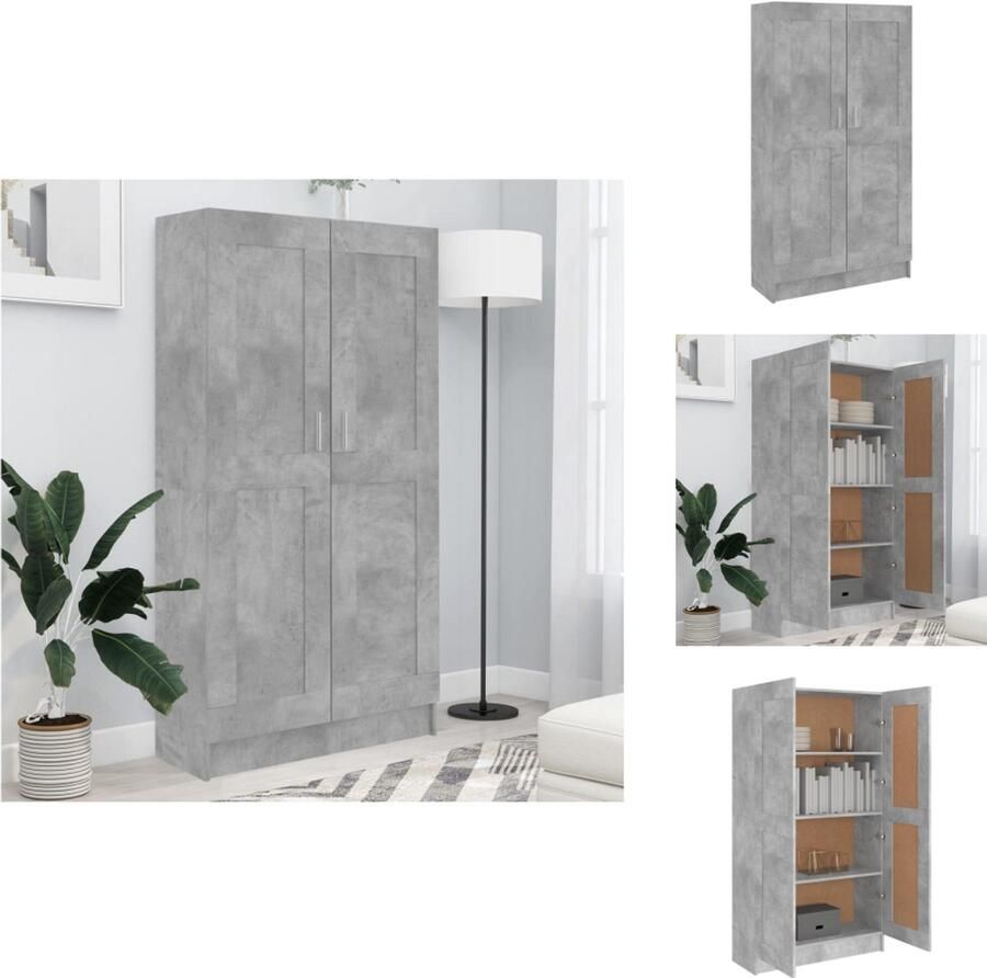 VidaXL Boekenkast Boekenkasten Boekenschap Boekenschappen Boekenkast 82 5x30 5x150 cm spaanplaat betongrijs