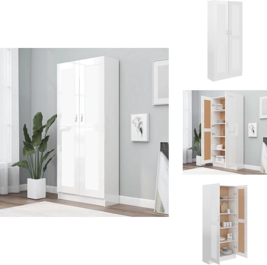 VidaXL Boekenkast Boekenkasten Boekenschap Boekenschappen Boekenkast 82 5x30 5x185 5 cm bewerkt hout hoogglans wit