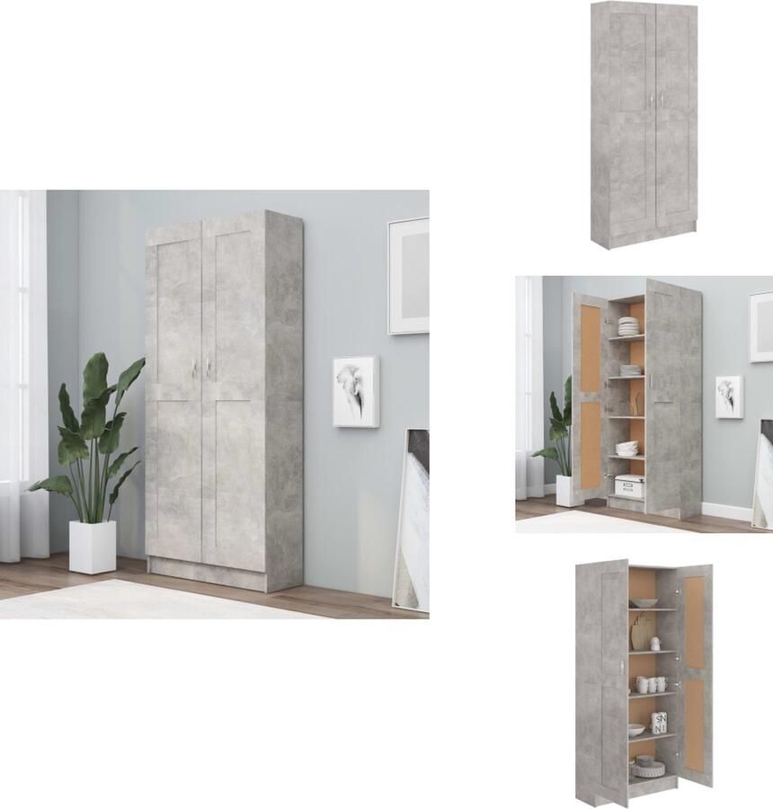 VidaXL Boekenkast Boekenkasten Boekenschap Boekenschappen Boekenkast 82 5x30 5x185 5 cm bewerkt hout betongrijs