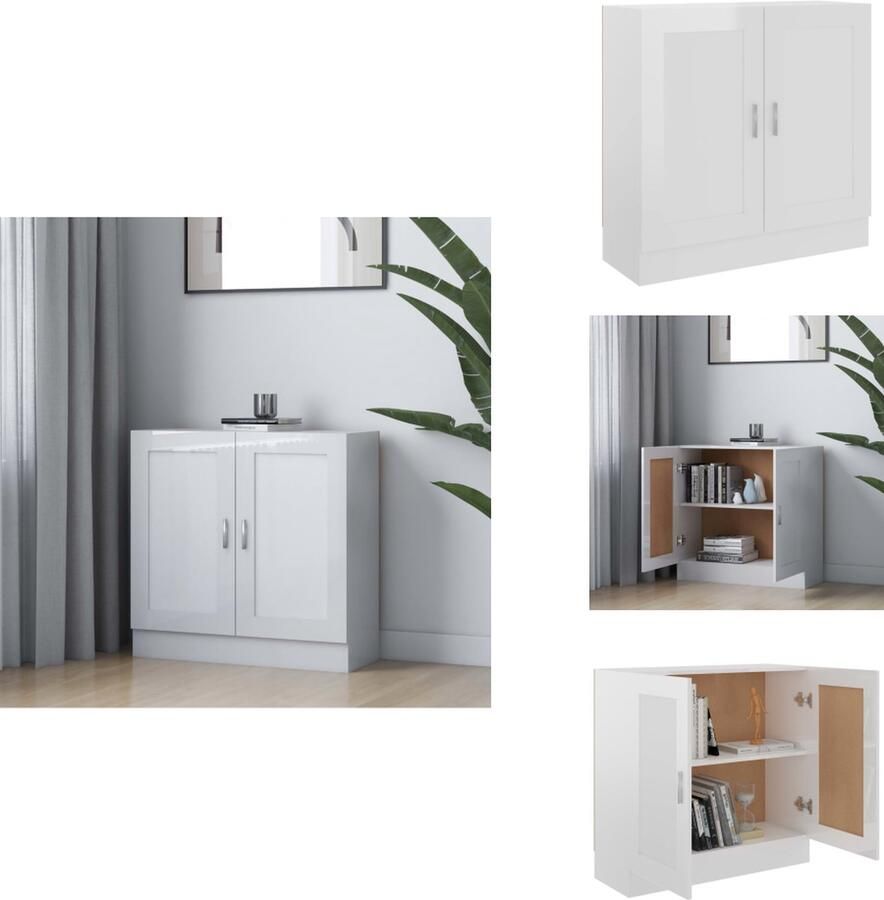 VidaXL Boekenkast Boekenkasten Boekenschap Boekenschappen Boekenkast 82 5x30 5x80 cm bewerkt hout hoogglans wit