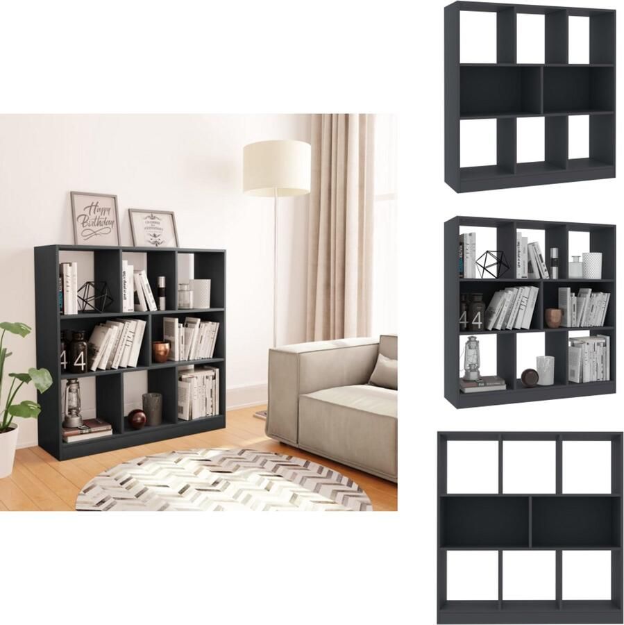 VidaXL Boekenkast Boekenkasten Boekenschap Boekenschappen Boekenkast 97 5x29 5x100 cm bewerkt hout grijs