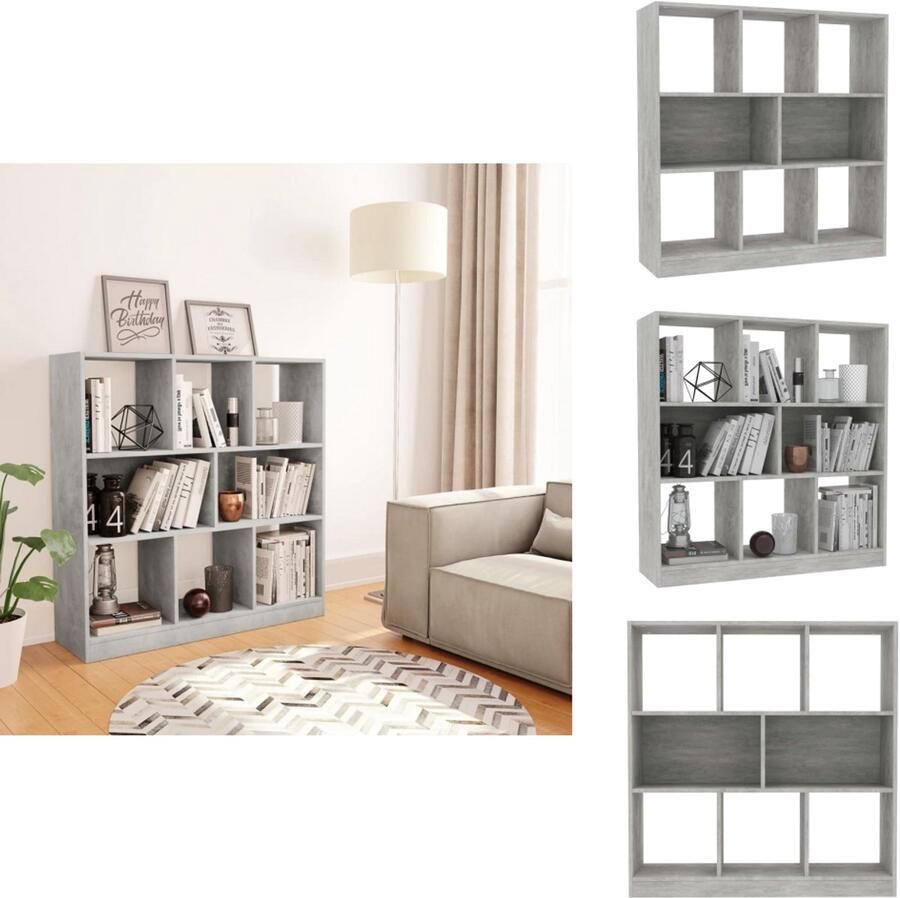 VidaXL Boekenkast Boekenkasten Boekenschap Boekenschappen Boekenkast 97 5x29 5x100 cm bewerkt hout betongrijs