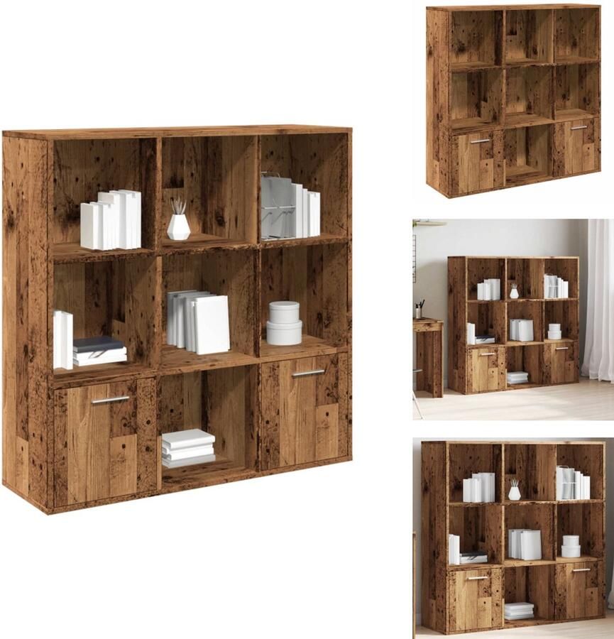 VidaXL Boekenkast Boekenkasten Boekenschap Boekenschappen Boekenkast 98x29x97 5 cm bewerkt hout oud houtkleurig