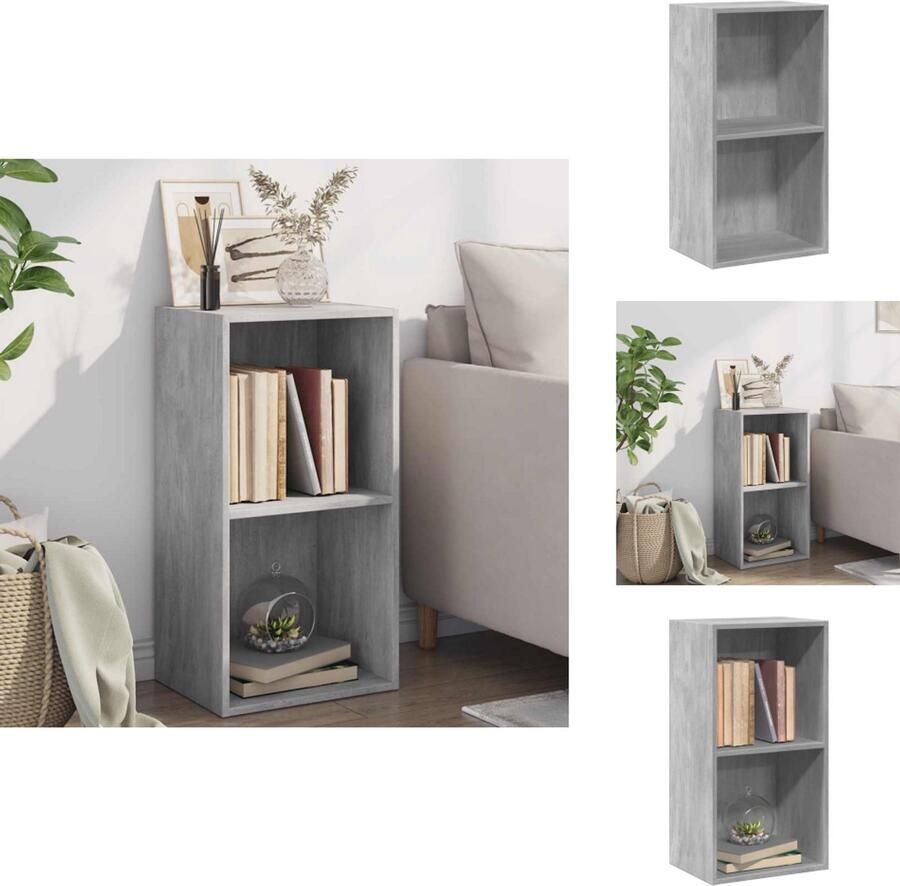 VidaXL Boekenkast Boekenkasten Boekenschap Boekenschappen Boekenkast met 2 schappen 40x30x76 5 cm bewerkt hout betongrijs