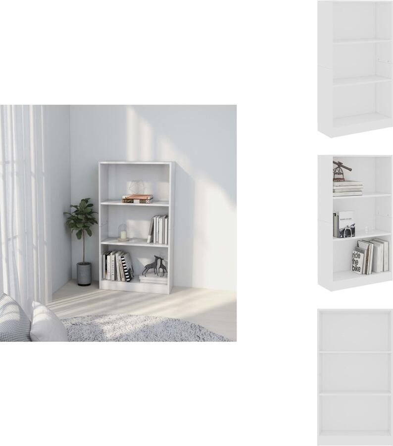 VidaXL Boekenkast Boekenkasten Boekenschap Boekenschappen Boekenkast met 3 schappen 60x24x109 cm bewerkt hout wit