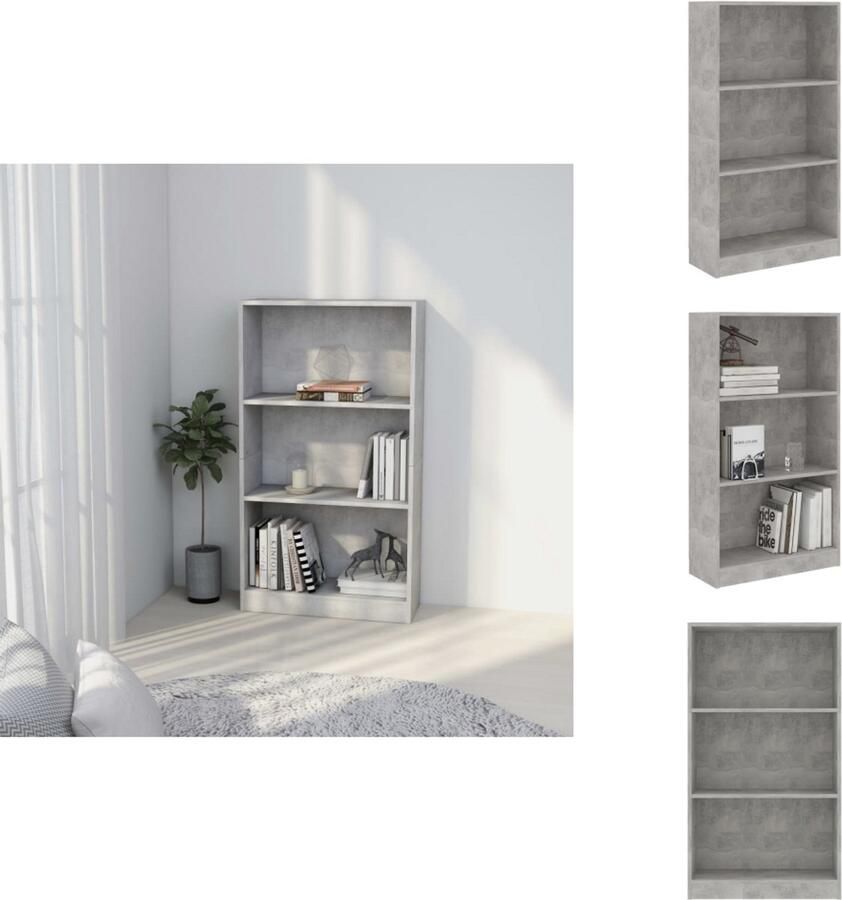 VidaXL Boekenkast Boekenkasten Boekenschap Boekenschappen Boekenkast met 3 schappen 60x24x109 cm bewerkt hout betongrijs