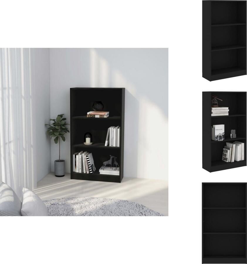 VidaXL Boekenkast Boekenkasten Boekenschap Boekenschappen Boekenkast met 3 schappen 60x24x109 cm bewerkt hout zwart