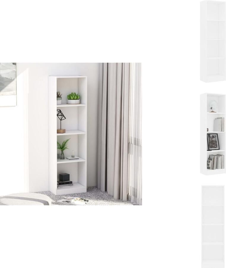 VidaXL Boekenkast Boekenkasten Boekenschap Boekenschappen Boekenkast met 4 schappen 40x24x142 cm bewerkt hout wit