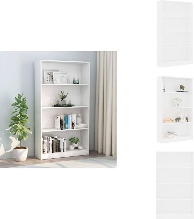 VidaXL Boekenkast Boekenkasten Boekenschap Boekenschappen Boekenkast met 4 schappen 80x24x142 cm bewerkt hout wit