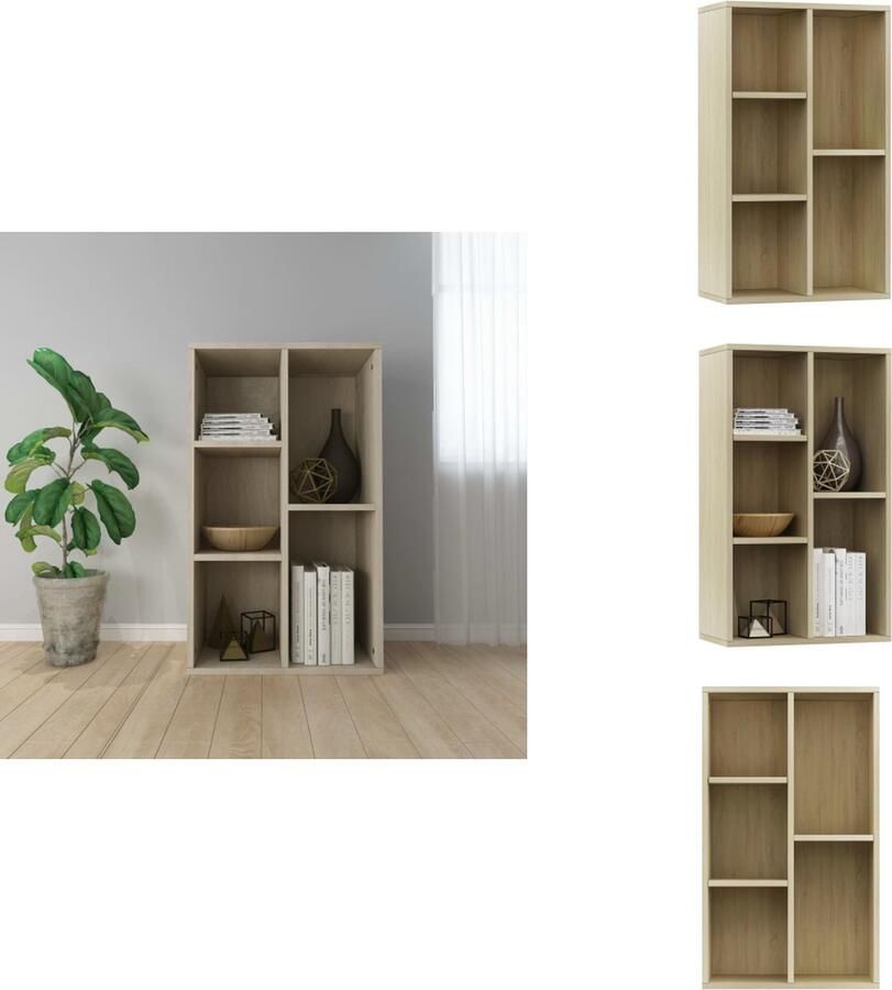 VidaXL Boekenkast Boekenkasten Boekenschap Boekenschappen Boekenkast dressoir 50x25x80 cm bewerkt hout sonoma eikenkleur