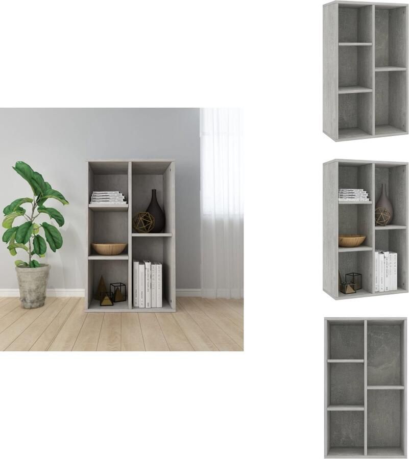 VidaXL Boekenkast Boekenkasten Boekenschap Boekenschappen Boekenkast dressoir 50x25x80 cm bewerkt hout betongrijs