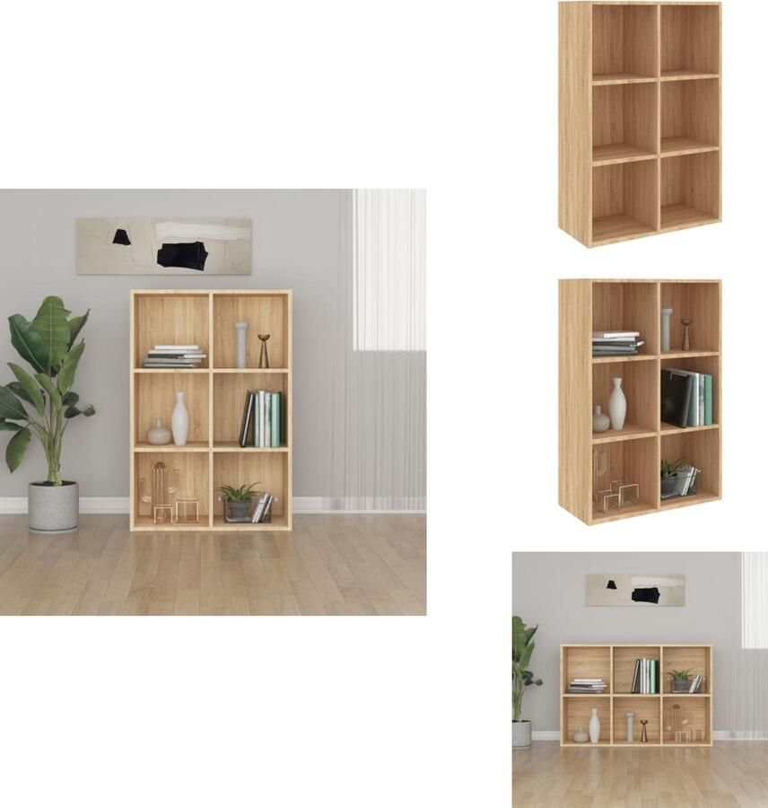 VidaXL Boekenkast Boekenkasten Boekenschap Boekenschappen Boekenkast dressoir 66x30x97-8cm bewerkt hout sonoma eikenkleur