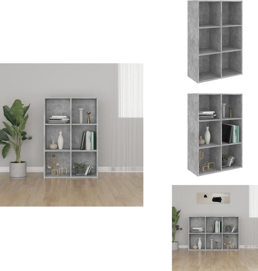 VidaXL Boekenkast Boekenkasten Boekenschap Boekenschappen Boekenkast dressoir 66x30x97-8 cm bewerkt hout betongrijs