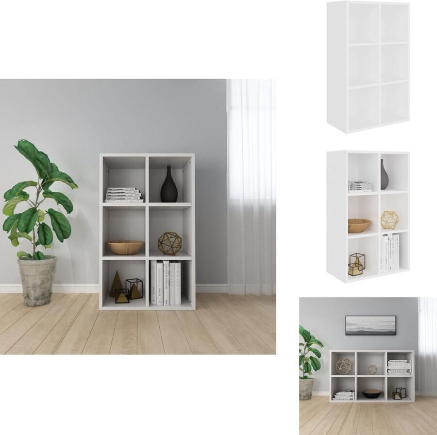 VidaXL Boekenkast Boekenkasten Boekenschap Boekenschappen Boekenkast dressoir 66x30x97-8 cm bewerkt hout wit