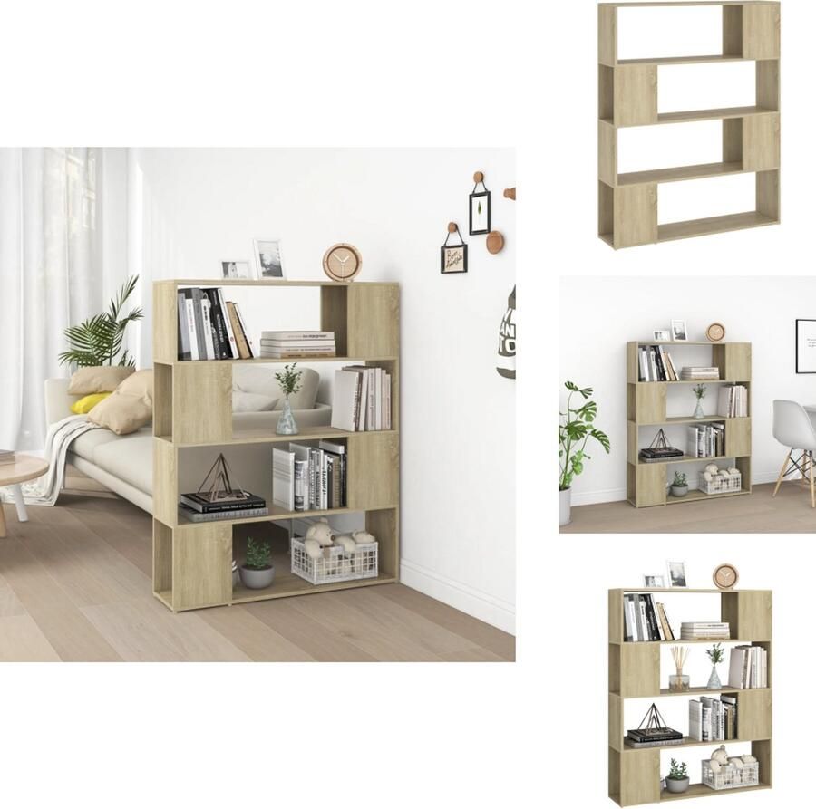 VidaXL Boekenkast Boekenkasten Boekenschap Boekenschappen Boekenkast kamerscherm 100x24x124 cm sonoma eikenkleurig