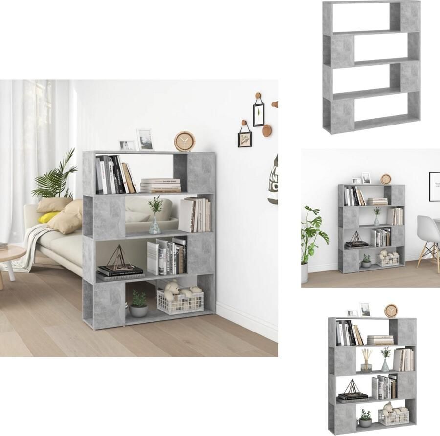 VidaXL Boekenkast Boekenkasten Boekenschap Boekenschappen Boekenkast kamerscherm 100x24x124 cm betongrijs