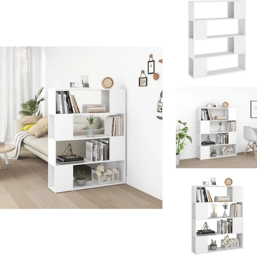 VidaXL Boekenkast Boekenkasten Boekenschap Boekenschappen Boekenkast kamerscherm 100x24x124 cm wit