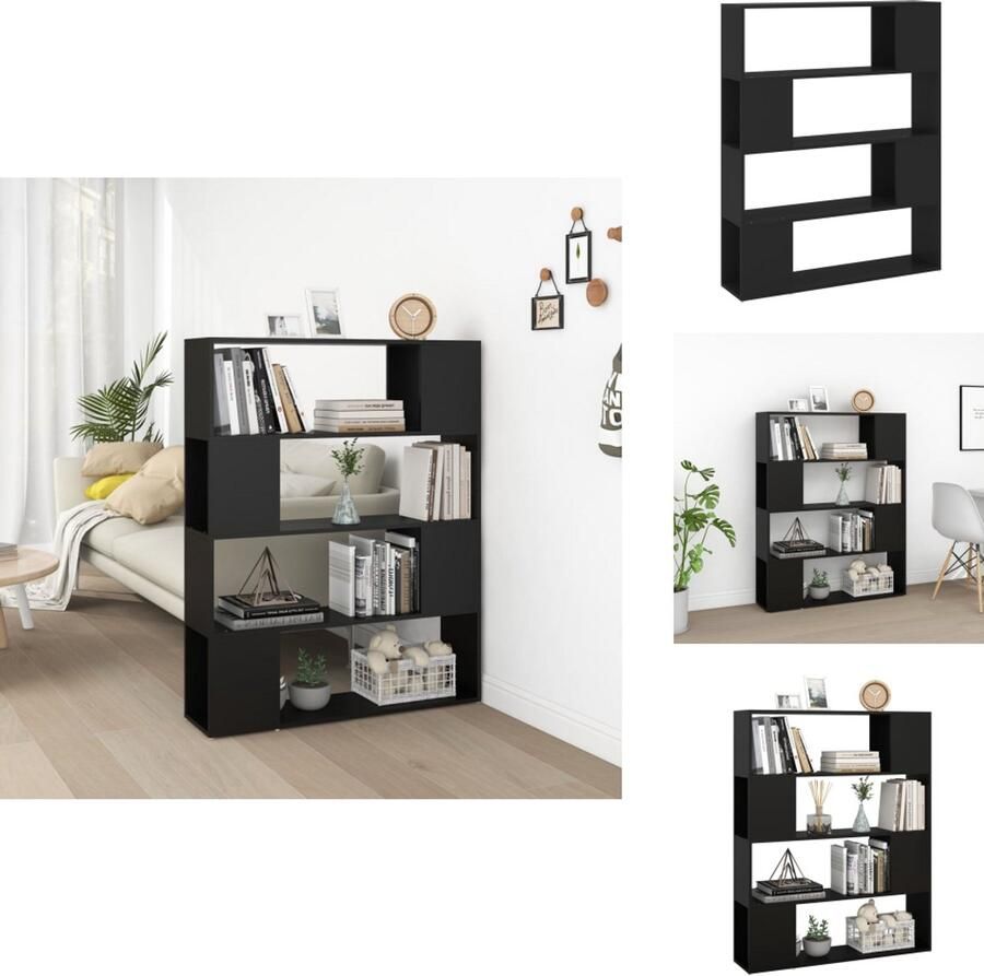 VidaXL Boekenkast Boekenkasten Boekenschap Boekenschappen Boekenkast kamerscherm 100x24x124 cm zwart