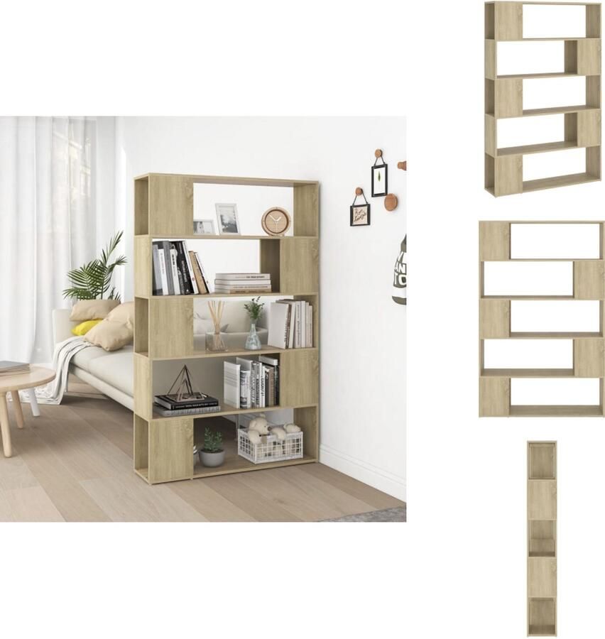 VidaXL Boekenkast Boekenkasten Boekenschap Boekenschappen Boekenkast kamerscherm 100x24x155 cm bewerkt hout sonoma eiken
