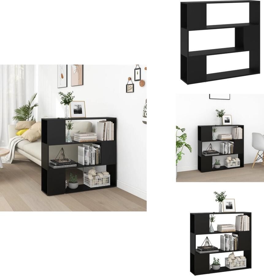VidaXL Boekenkast Boekenkasten Boekenschap Boekenschappen Boekenkast kamerscherm 100x24x94 cm zwart