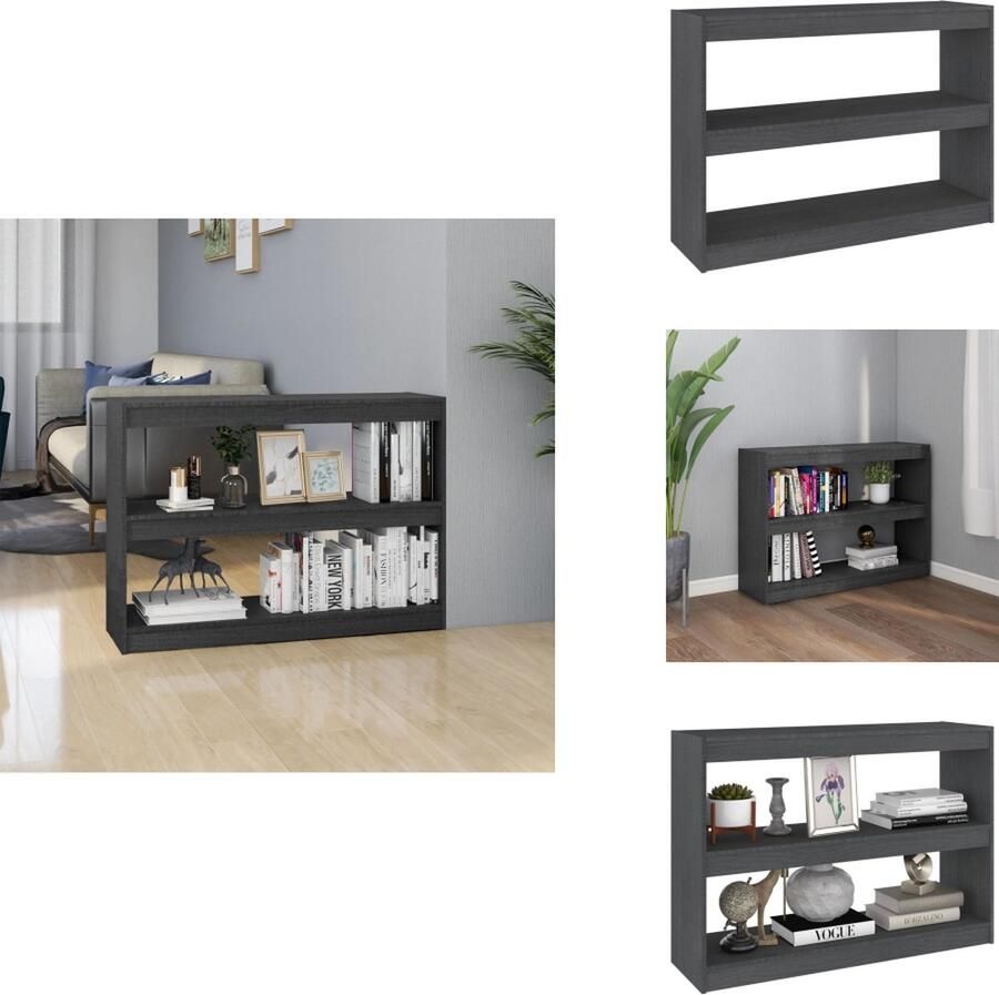 VidaXL Boekenkast Boekenkasten Boekenschap Boekenschappen Boekenkast kamerscherm 100x30x71-5 cm grenenhout grijs - Foto 2
