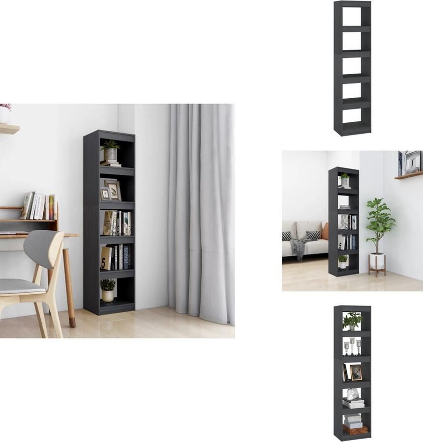 VidaXL Boekenkast Boekenkasten Boekenschap Boekenschappen Boekenkast kamerscherm 40x30x167 5 cm massief grenenhout grijs
