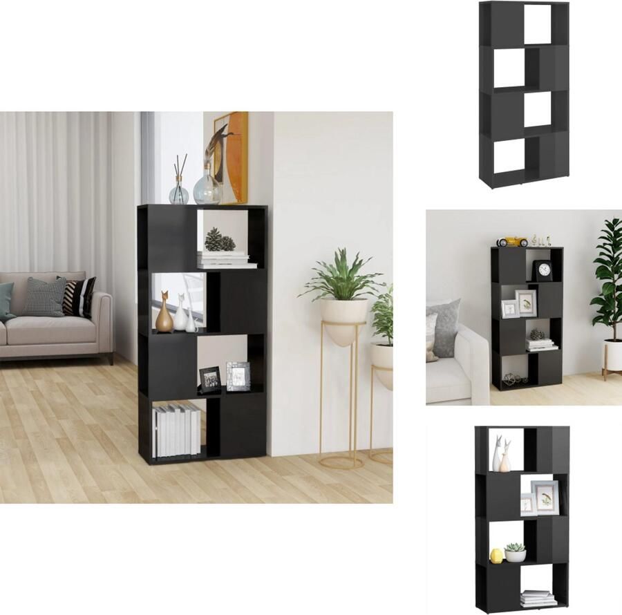 VidaXL Boekenkast Boekenkasten Boekenschap Boekenschappen Boekenkast kamerscherm 60x24x124 5 cm hoogglans grijs