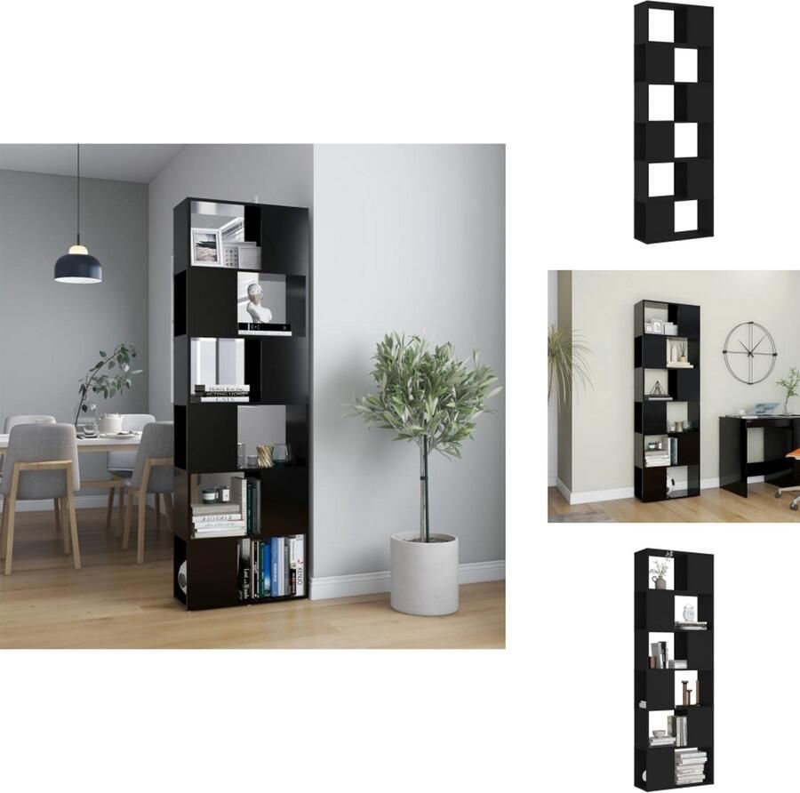 VidaXL Boekenkast Boekenkasten Boekenschap Boekenschappen Boekenkast kamerscherm 60x24x186 cm bewerkt hout zwart
