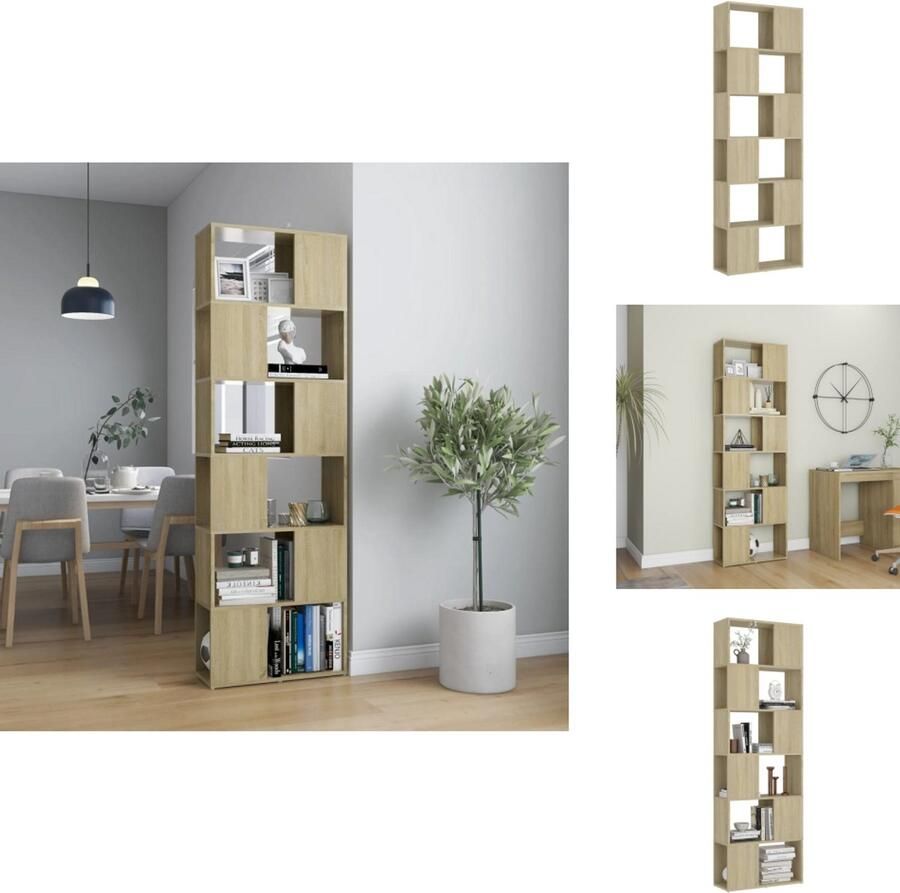 VidaXL Boekenkast Boekenkasten Boekenschap Boekenschappen Boekenkast kamerscherm 60x24x186 cm bewerkt hout sonoma eiken
