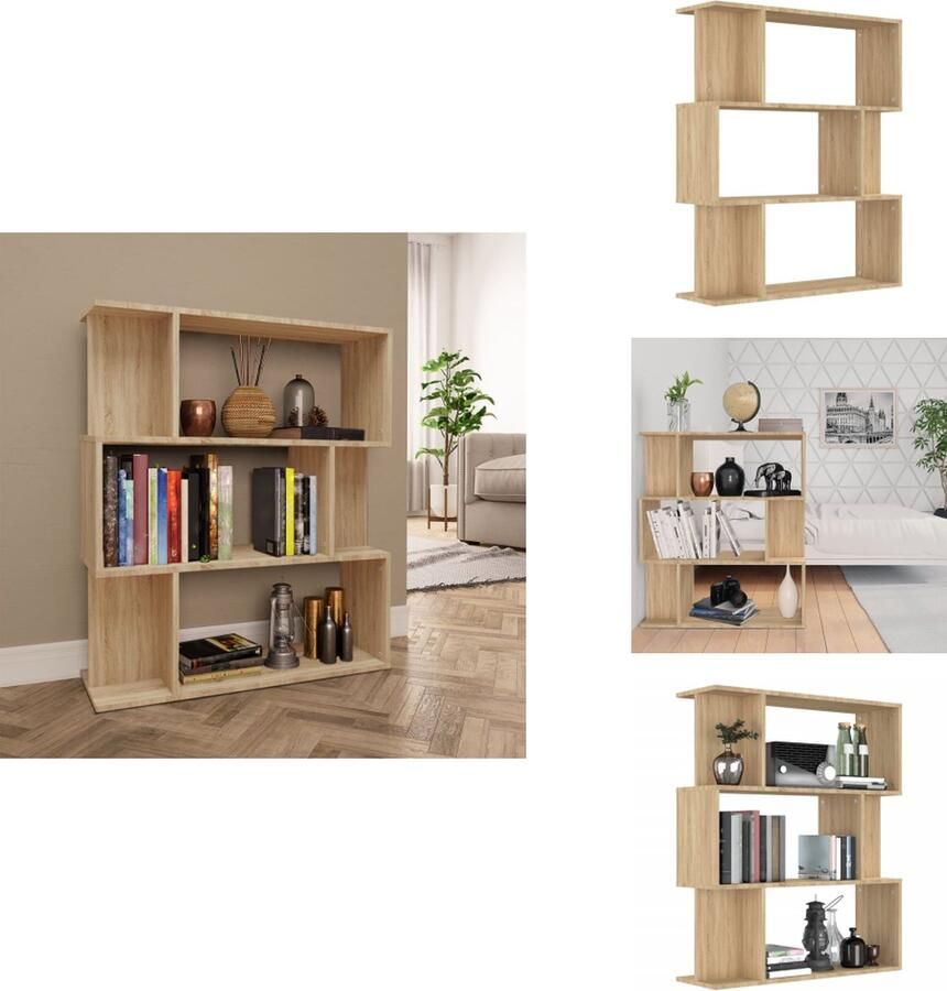 VidaXL Boekenkast Boekenkasten Boekenschap Boekenschappen Boekenkast kamerscherm 80x24x96 cm bewerkt hout sonoma eiken
