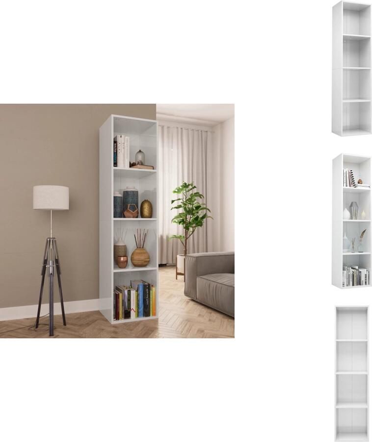 VidaXL Boekenkast Boekenkasten Boekenschap Boekenschappen Boekenkast tv-meubel 36x30x143 cm bewerkt hout hoogglans wit