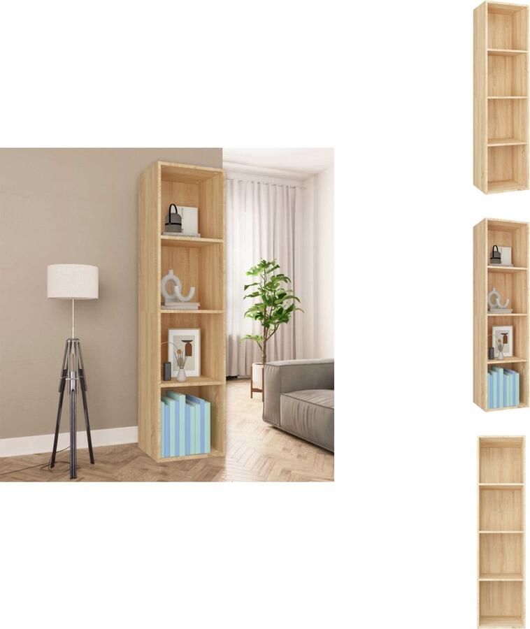VidaXL Boekenkast Boekenkasten Boekenschap Boekenschappen Boekenkast tv-meubel 36x30x143cm bewerkt hout sonoma eikenkleur