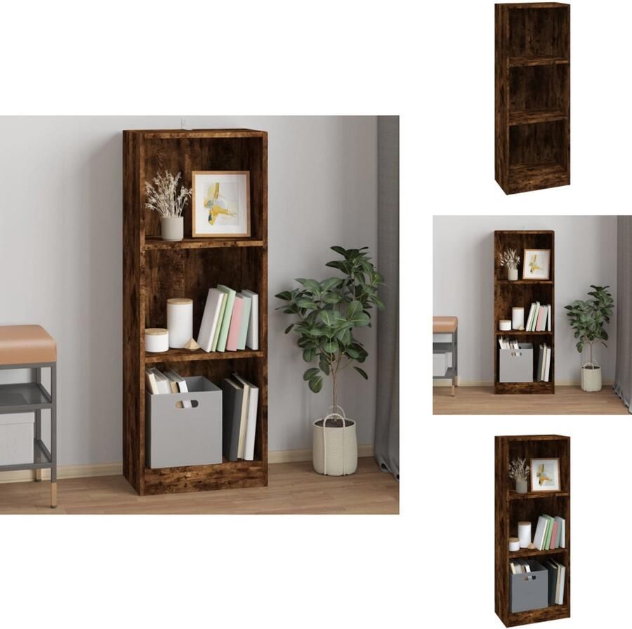 VidaXL Boekenkast Boekenkasten Boekenschap Boekenstandaard Boekenkast 3-laags 40x24x109 cm bewerkt hout gerookt eikenkleur